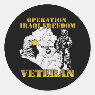 Operation Iraqi Freedom Oif Combat Veteran Vintage Classic Round Sticker