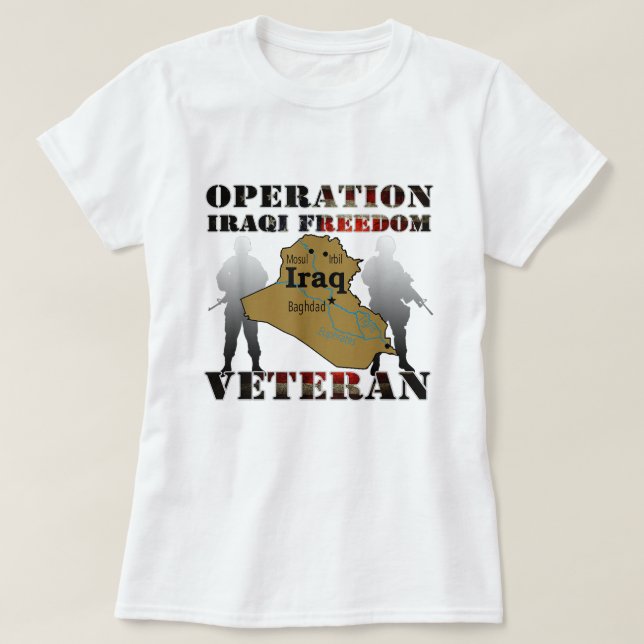 Operation Iraqi Freedom OIF Veteran Combat US Flag T-Shirt (Design Front)