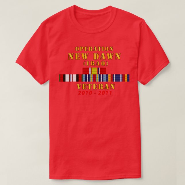 Operation New Dawn Service Ribbon Bar w GWT Iraq 2 T-Shirt (Design Front)