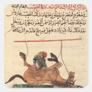 Operation on a horse, illustration square sticker