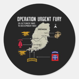Operation Urgent Fury Grenada Ouf Veteran Vintage Classic Round Sticker