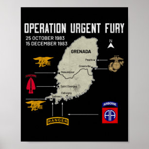 Operation Urgent Fury Grenada Ouf Veteran Vintage Poster