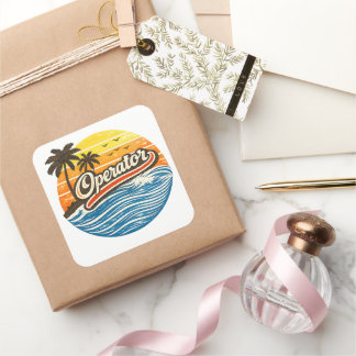 Operator Retro Sunset Design Square Sticker