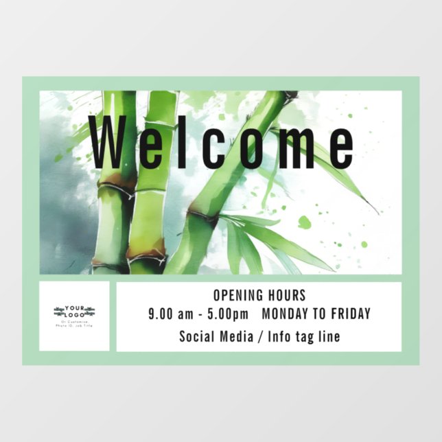 Operning hours logo Welcome Door / Window Cling (Sheet)