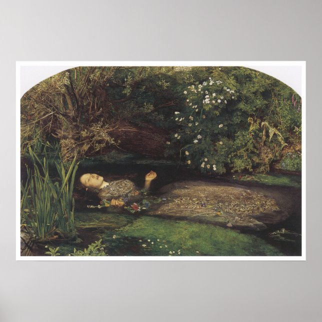 Ophelia, 1852, John Everett Millais Poster (Front)
