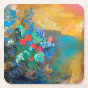 Ophelia among the Flowers, Redon Square Paper Coaster