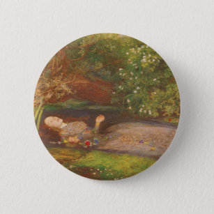 Ophelia by Millais, Vintage Victorian Fine Art 6 Cm Round Badge