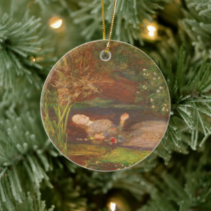 Ophelia by Millais, Vintage Victorian Fine Art Ceramic Tree Decoration