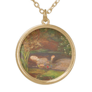 Ophelia by Millais, Vintage Victorian Fine Art Gold Plated Necklace