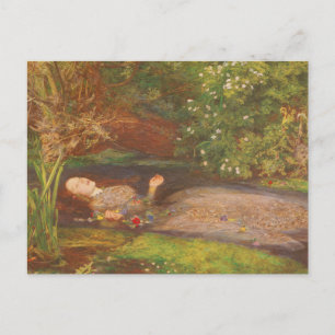Ophelia by Millais, Vintage Victorian Fine Art Postcard