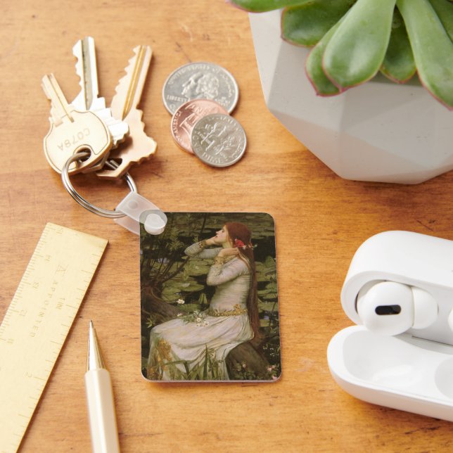 Ophelia by the Pond by John William Waterhouse Key Ring (Desk)