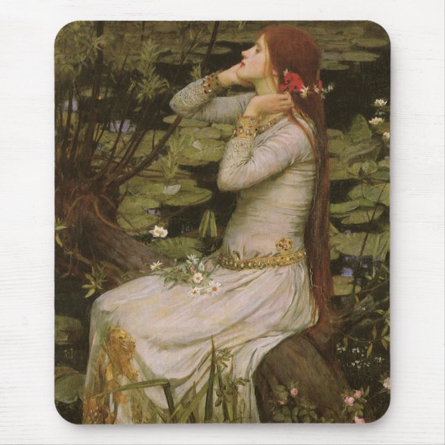 Ophelia by the Pond by John William Waterhouse Mouse Pad (Front)