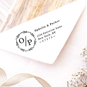 Ophelia Circle Wedding Monogram Return Addres Self-inking Stamp
