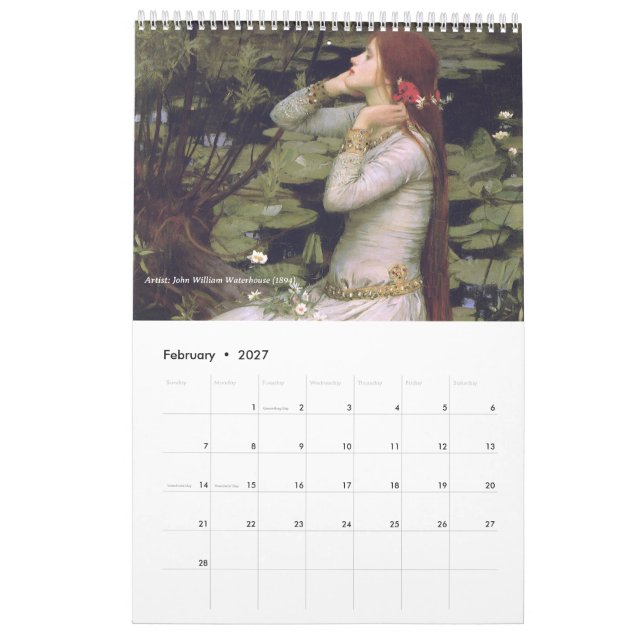 Ophelia Classic Art  Calendar (Feb 2027)