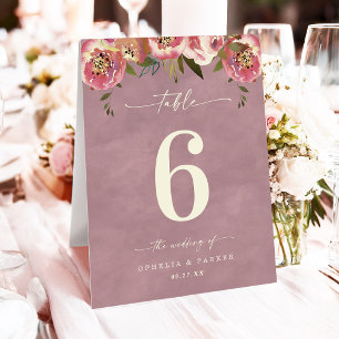Ophelia Cottage Pink Floral Wedding Table Number