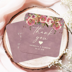 Ophelia Cottagecore Dusty Pink Floral Thank You Card