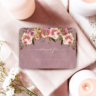 Ophelia Cottagecore Dusty Pink Floral Wedding Place Card