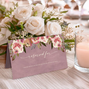 Ophelia Cottagecore Dusty Pink Floral Wedding Place Card
