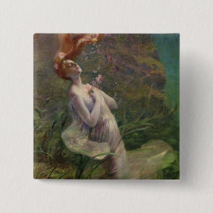 Ophelia Drowning, 1895 15 Cm Square Badge