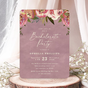 Ophelia Dusty Pink Floral Bachelorette Party Invitation