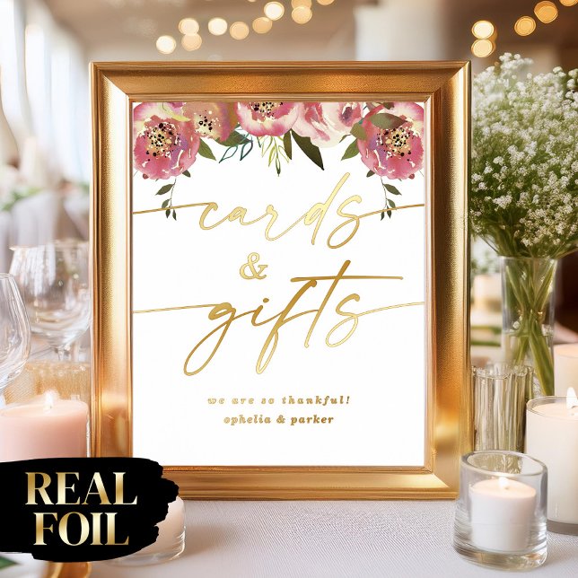 Ophelia Elegant Cards and Gifts Real Foil Sign (Say "I DO" to Romantic Watercolor Florals and a Cottagecore Vibe with the Ophelia Wedding Suite.)