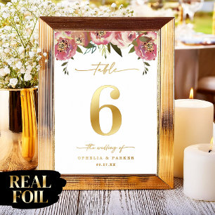 Ophelia Elegant Ral Gold Foil Wedding Table Number Prints