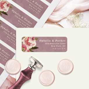 Ophelia Floral Dusty Pink Wedding Return Address Label