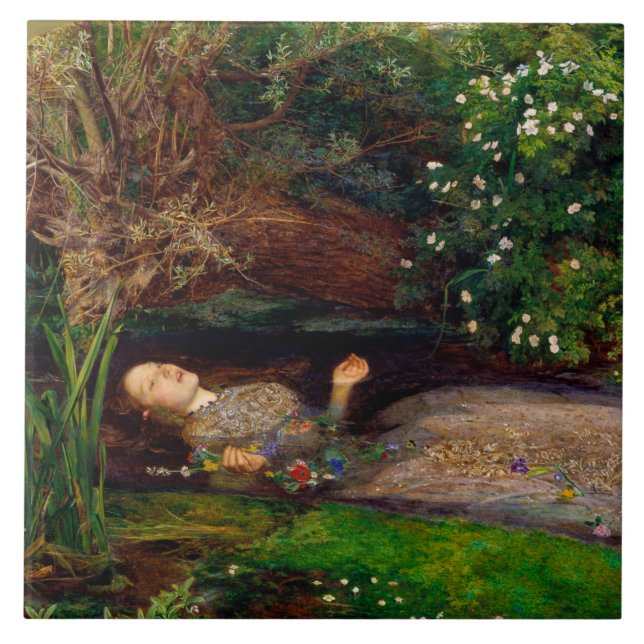 Ophelia, John Everett Millais Ceramic Tile (Front)