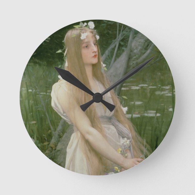 Ophelia (oil on canvas) round clock (Front)