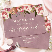Ophelia Pink Cottagecore Bridesmaid Proposal Card