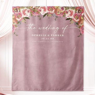 Ophelia Pink Wedding Welcome Photography Backdrop Tapestry