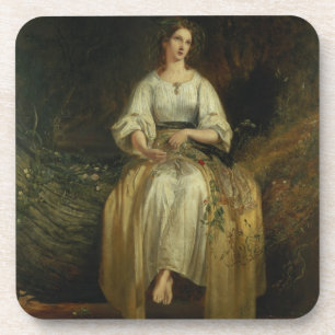 Ophelia weaving her garlands, 1842 (oil on panel) coaster