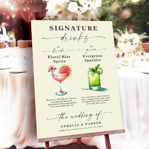 Ophelia Wedding Bride & Groom Signature Drinks Poster