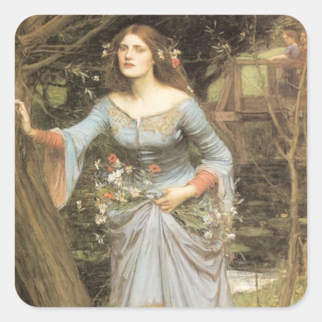 Ophelia with a Bouquet Square Sticker (Front)