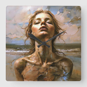 “Ophira”  Fragments of the Sea Square Wall Clock