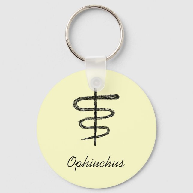 Ophiuchus. Zodiac Sign. Black Sketch. Key Ring (Front)