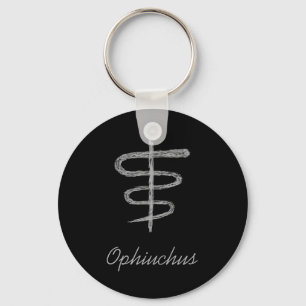 Ophiuchus. Zodiac Sign in Grey. Key Ring