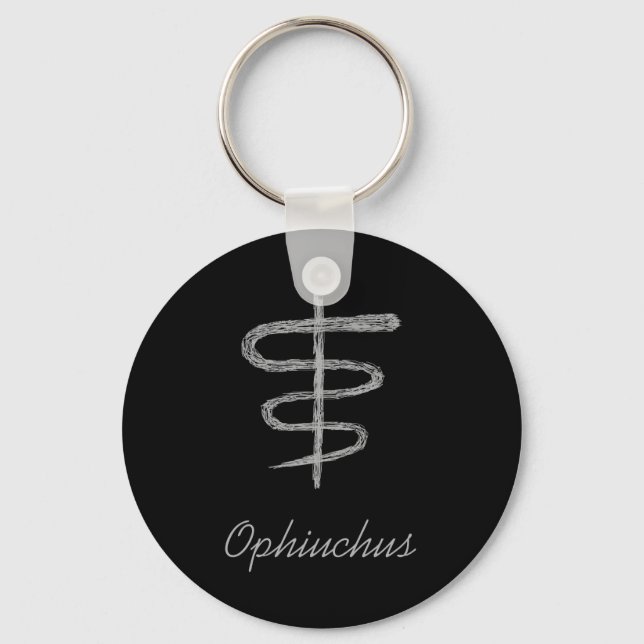 Ophiuchus. Zodiac Sign in Grey. Key Ring (Front)