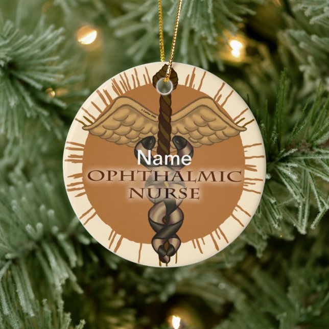 Ophthalmic Nurse Caduceus Ceramic Ornament (Tree)