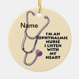 Ophthalmic Nurse Stethoscope Heart custom nurses Ceramic Ornament