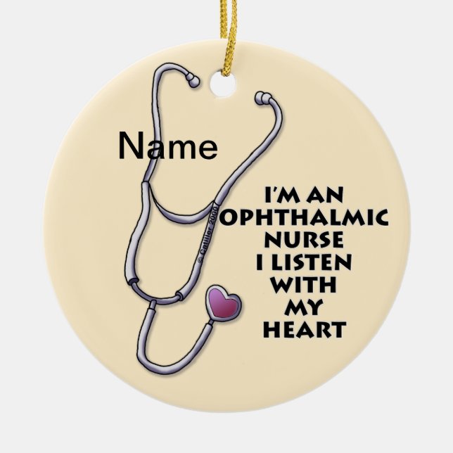 Ophthalmic Nurse Stethoscope Heart custom nurses Ceramic Ornament (Front)