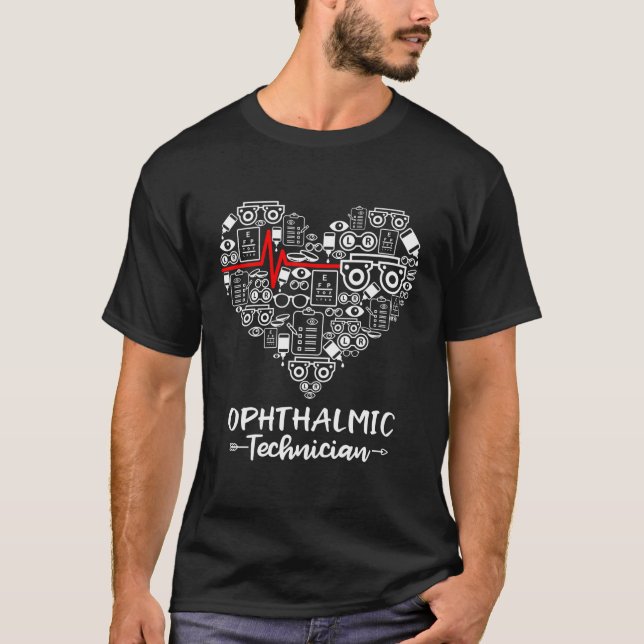 Ophthalmic Technician Heart Ophthalmology T-Shirt (Front)