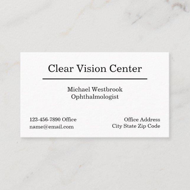Ophthalmologist Medical Appointment Business Card (Front)