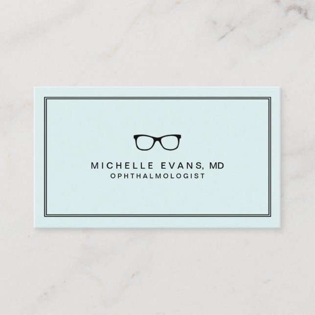 Ophthalmologist Mint Green Business Cards (Front)