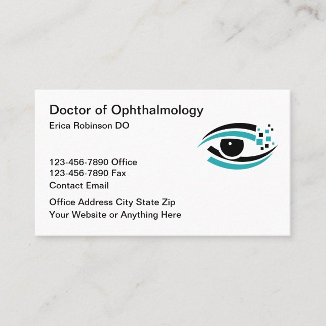 Ophthalmologist Modern Editable Business Cards (Front)
