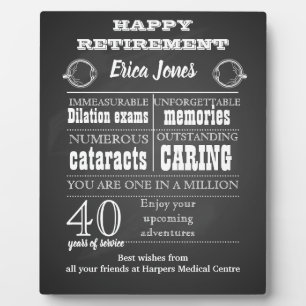 Ophthalmologist retirement gift for boss plaque