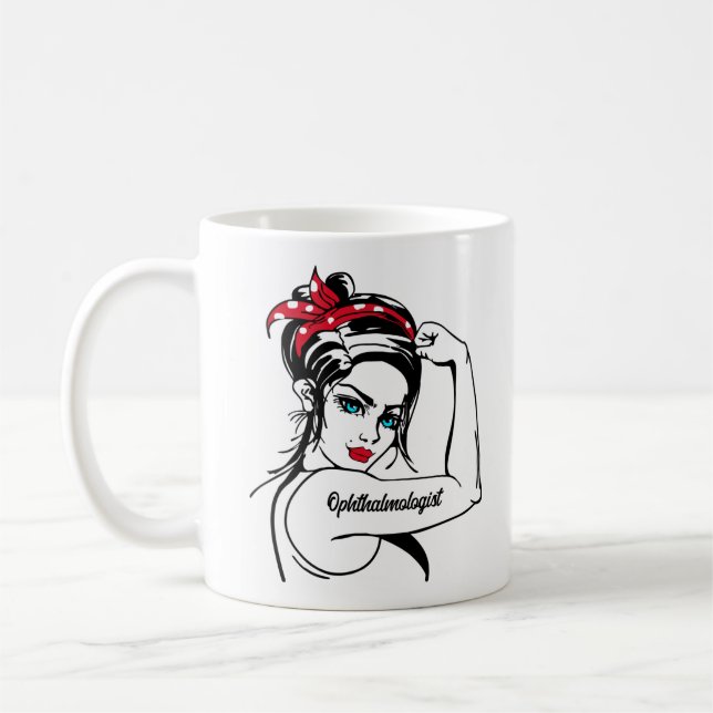 Ophthalmologist Rosie The Riveter Pin Up Coffee Mug (Left)
