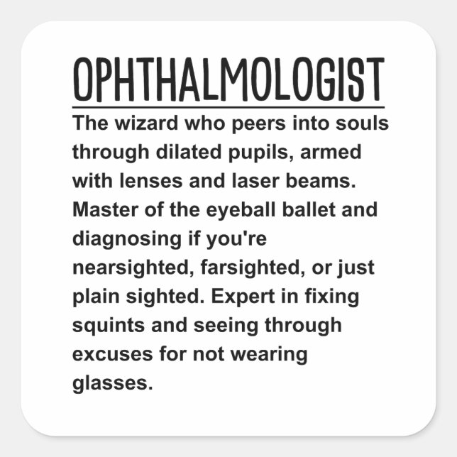 Ophthalmologist  square sticker (Front)