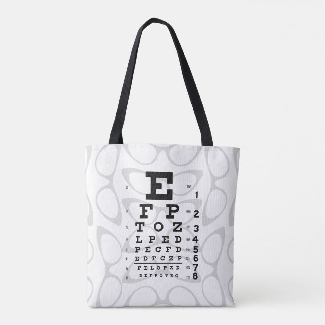 Ophthalmology Pop Art Retro Eye Chart Cat Eyes Tote Bag (Back)