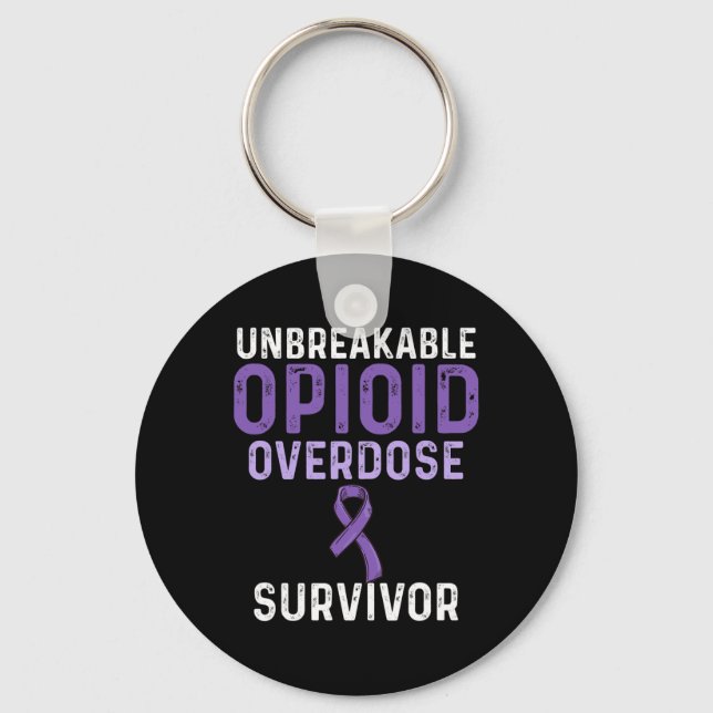 Opioid Overdose Awareness Warrior Survivor 19  Key Ring (Front)